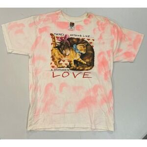 VTG Y2K Cat Kitten Cottagecore Cat Mom Kawaii Mother's Love Tie Dye Womens L